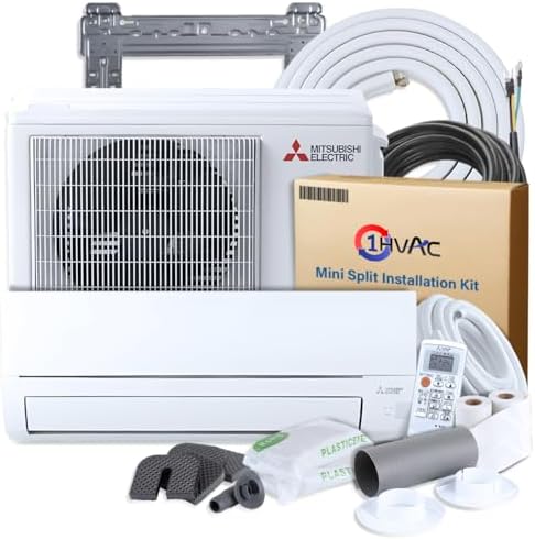 Mitsubishi 18000 BTU 18 SEER2 WX-Series Mini Split Heat Pump System with 15ft Line Set & Installation Kit - R454B Single Zone | Wall Mounted Ductless AC/Heating Unit