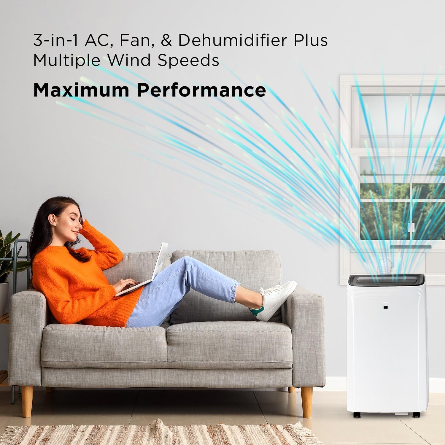 TCL H10P36W 10,000 SACC BTU Smart Portable Air Conditioner, Fan & Dehumidifier, 450 Sq. Ft, Remote Control, Compatible with Alexa/Google Assistant, Install Kit Included, White