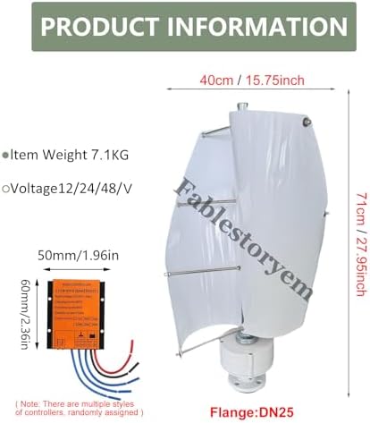 12000W Wind Turbine Generator Kit - 12V/24V/48V Vertical Maglev Home Use, 3 Phase Permanent Magnet Generator with MPPT Controller, Breeze Start, D-48V for Renewable Energy