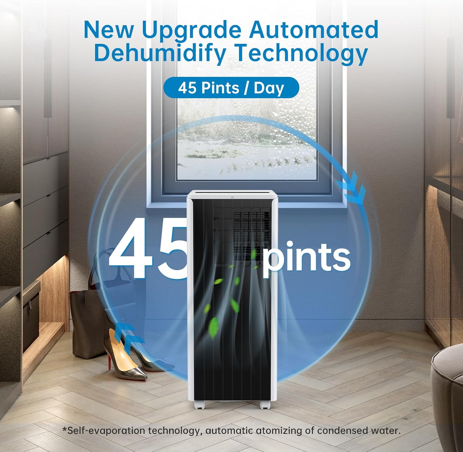 8000 BTUs Portable Air Conditioner, 3-in-1 AC Unit Cool, Dehumidify & Fan Modes for Up to 350 Sq. Ft, Portable AC with Remote Control, LED Display, 24H Timer, Installation Kit, Black