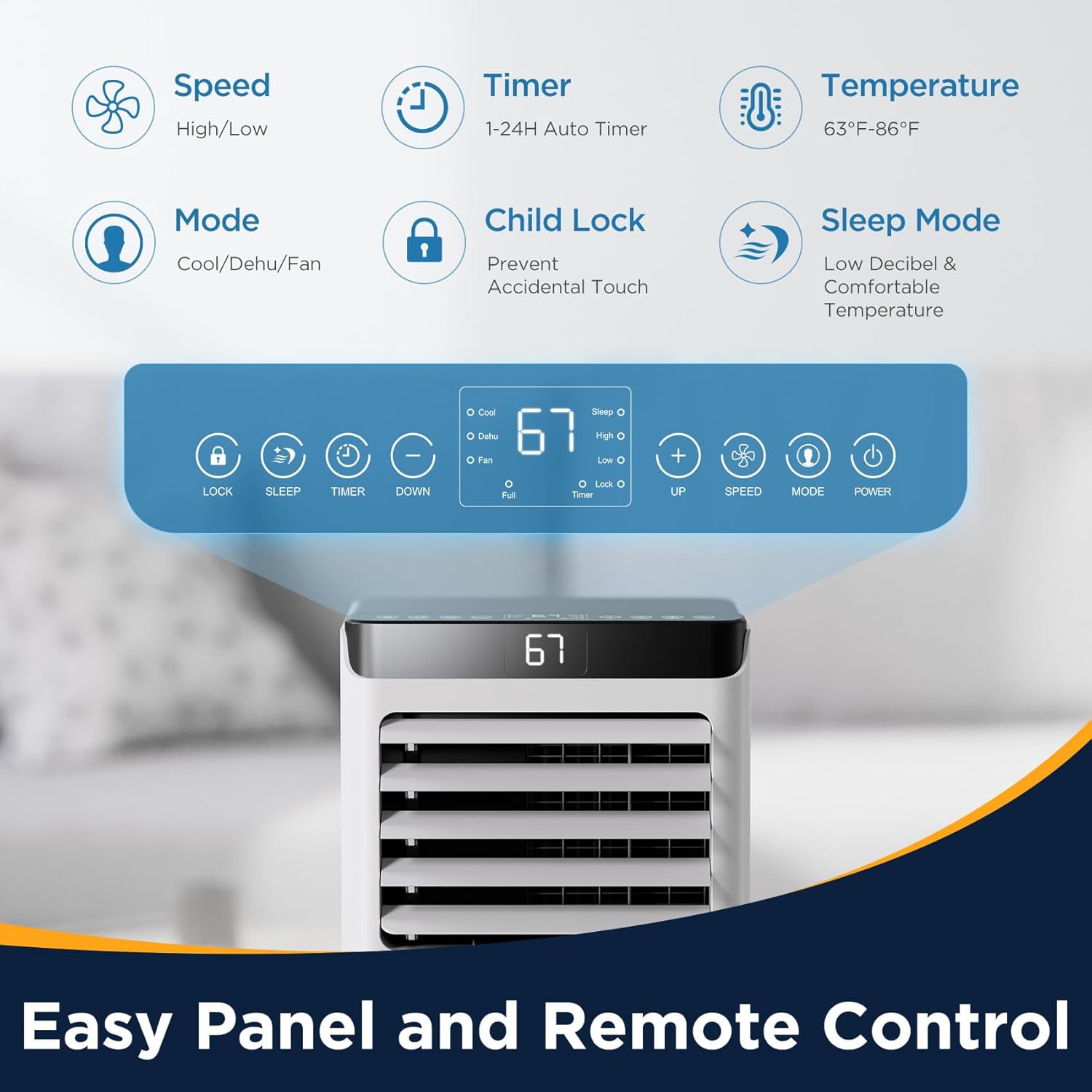 Portable Air conditioners 10,000 BTU Portable Air Conditioners for Large Room Up to 450 Sq.Ft,Portable AC Unit with 4-in-1 AC Unit for Rooms, Remote Control with Installation Kit (10K-07B AC)