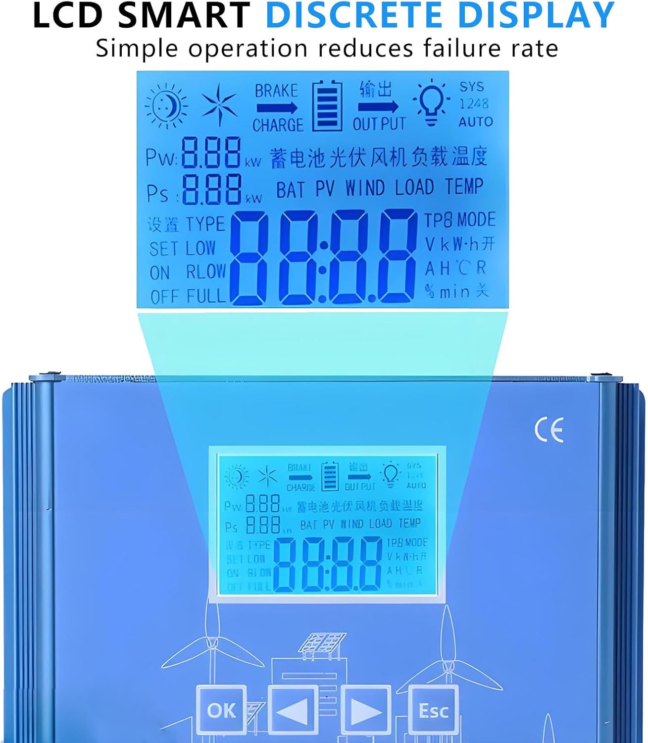 Wind Solar Hybrid MPPT Charge Controller,Automatic 12V 24V 48V Voltage Stabilization,15000W Wind Solar Hybrid Boost Controller 24V/48V(Auto)