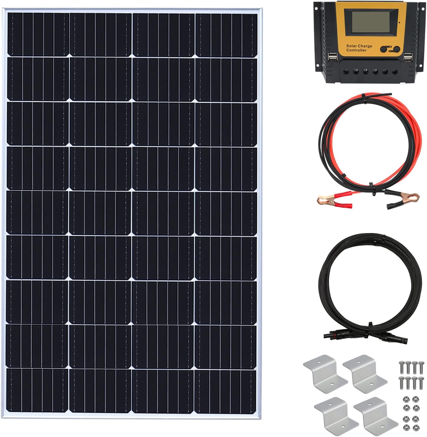 150 Watt 12Volt Solar Panel Kit Monocrystalline Module 20A Charge Controller for RV, Boats, Trailer, Camper,Off-Grid System(150W Solar kit)