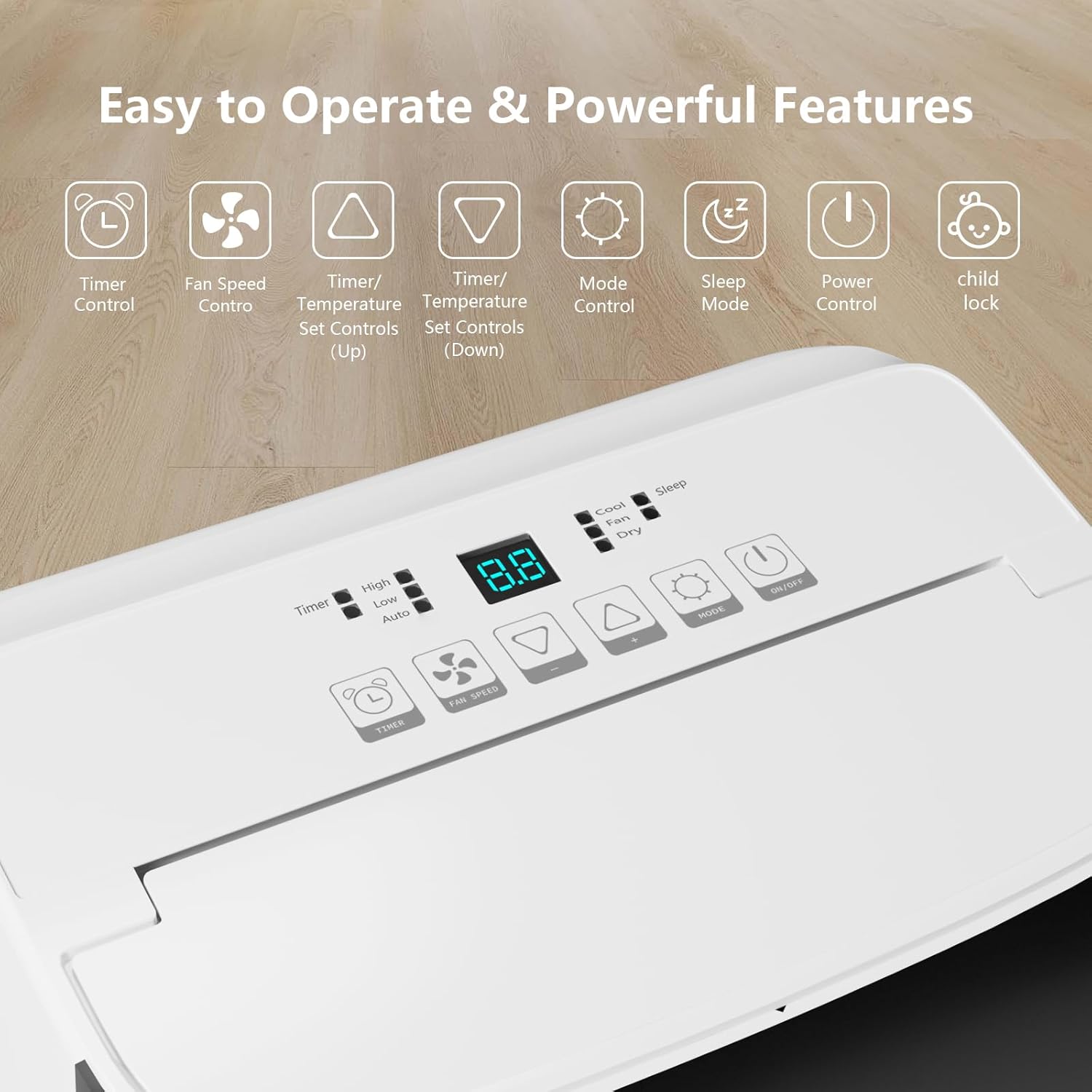 14,000Btu Portable Air Conditioner - Cools Up to 750 Sq.Ft,3-in-1 with Dehumidifier & Fan, Energy Efficient, Ultra-Quiet, Remote Timer Control for Home, Office, School