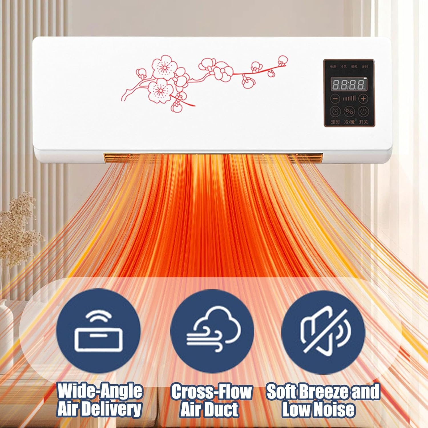 2 In1 Mini Wall Mounted Air Conditioner Fan, Portable Cooling And Heating Air Conditioners Heating System for Bathroom Office Bedroom RV, Ac and Heater Combo Unit(Red)
