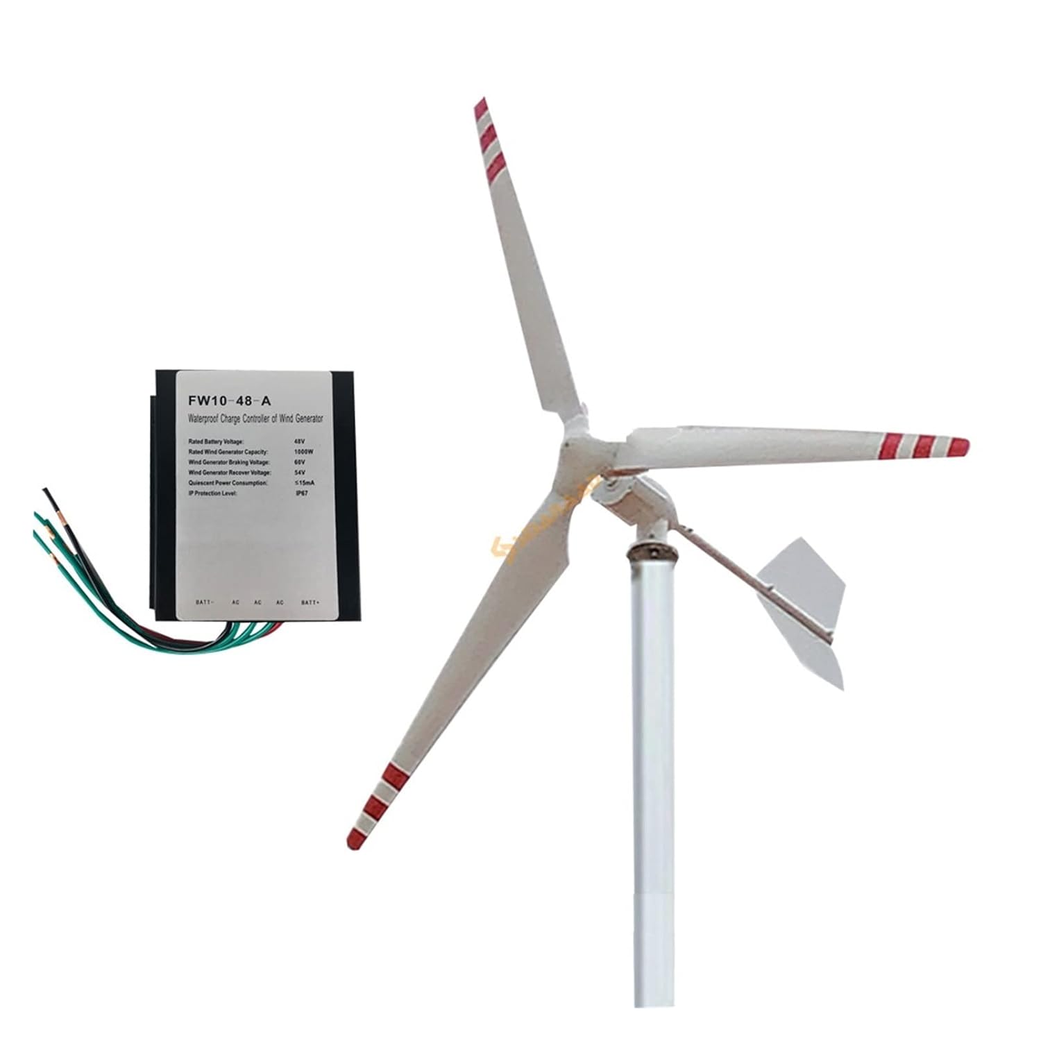 2000w 48V 24V Wind Turbine Generator, Windmill Horizontal Wind Turbine Generator Kit Energy Altern with Mppt Controller Inverter - Onshore Wind(MPPT Controller,3_48V_2000W)