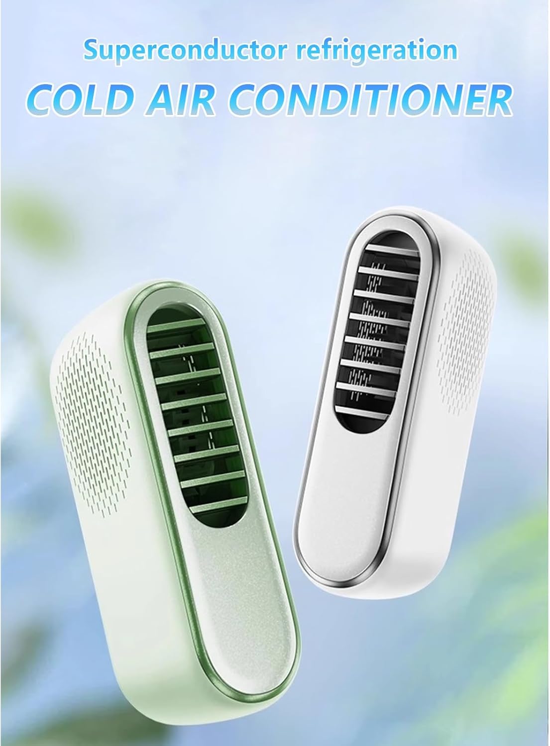 Wireless air Conditioner Air Conditioner Equipped With ICE Semiconductor Cooling Ultra Light 170g Hands Free Personal fan Suitable for Neck and Desktop use(White)