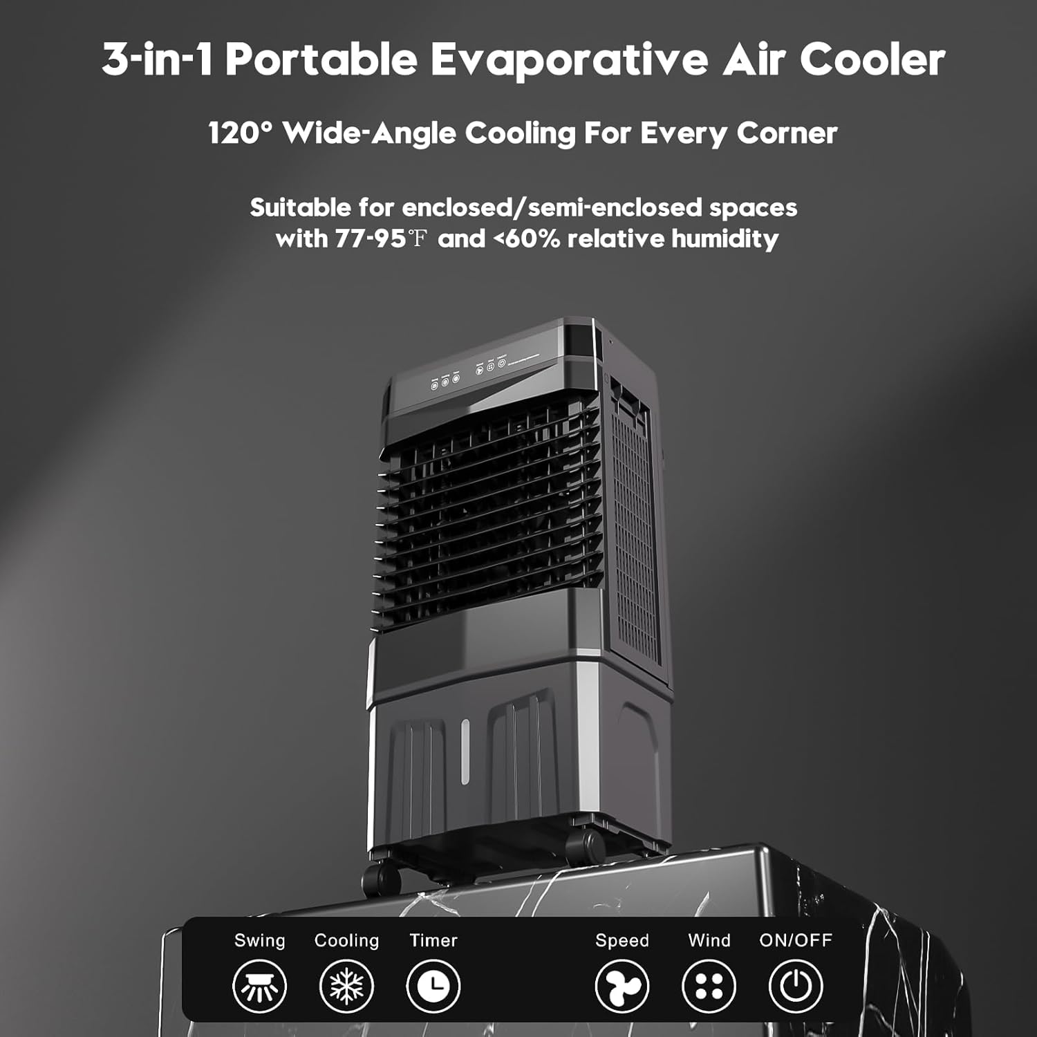 Auertech 2800CFM Swamp Cooler with Remote, 8.2 Gal Evaporative Air Cooler with 12H Timer, 120°Oscillation, 3 Speeds, Indoor Outdoor Portable Swamp Cooler Air Conditioner for Room, Garage