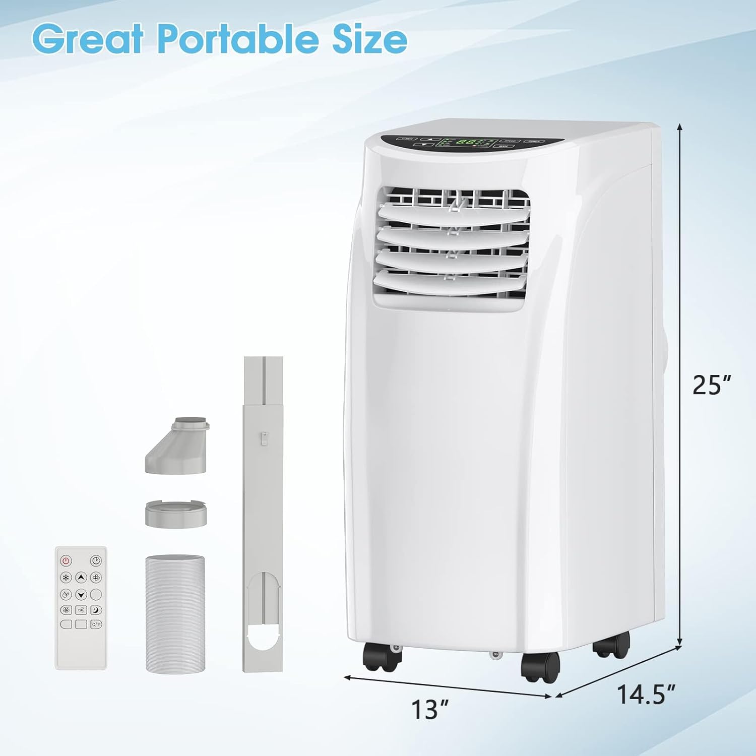 DORTALA Portable Air Conditioner, 8000 BTU 3-in-1 Floor AC Unit w/Dehumidifier Function, Fan Modes, Remote Control, Complete Window Wall Mount, 4 Caster Wheel, White