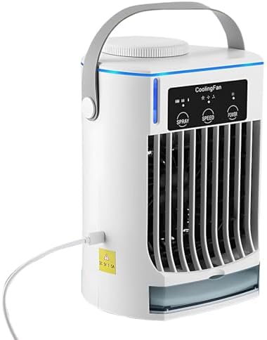 Portable Desk Air Conditioner, Usb Quiet 3-Speed Fan Plug-In, 16.91 Oz/500 Ml Water Tank, Mist & Speed Adjustable, Type-C Charging, For Dorm Office Bedroom