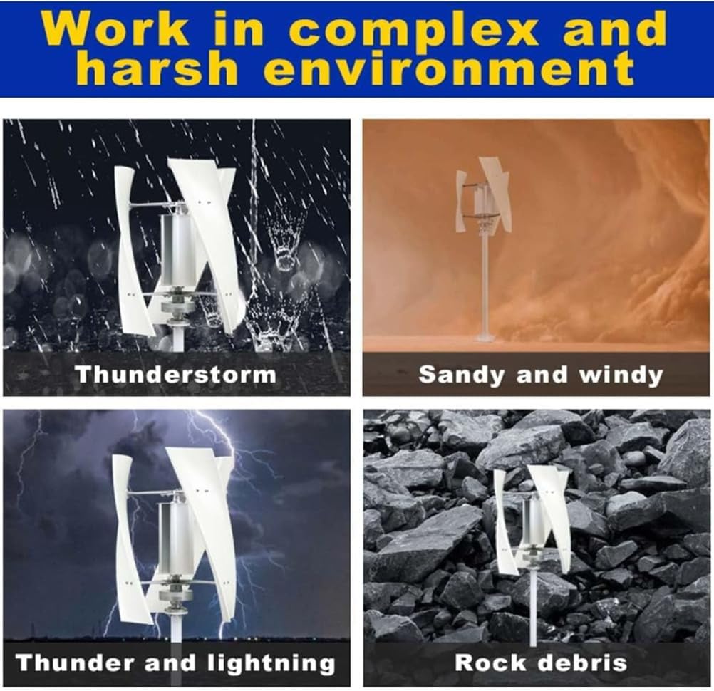 12000W Low Noise Vertical Wind Turbine Generator,12V 24V 48V 220V with Controller 3 Phase Home Use Wind Turbine Generator for Courtyard Garden Lighting (White),White,24V