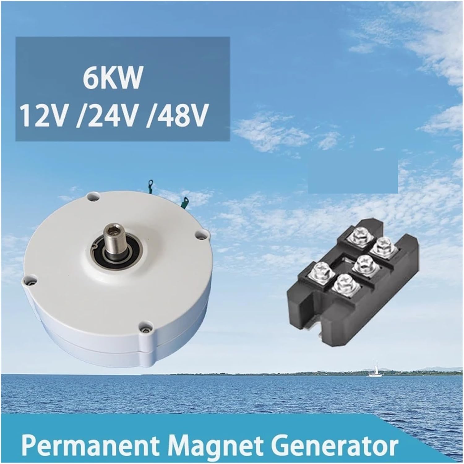 Low Speed Wind Turbine Generator 3000W 4000W 5000W 6000W 12V 24V 48V 3 Phase Magnet Generator AC Alt Penartors for Wind Turbine DIY Industrial Energy(Double Shaft,24V_6000W)