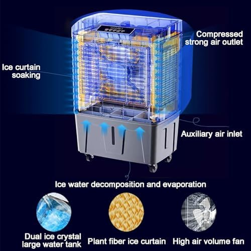 Evaporative Air Cooler, 3-in-1 Swamp Cooler, Portable Air Conditioners with Knob, 3-Speed, 11 Gal Water Tank for Home/Office/Garage/Patio