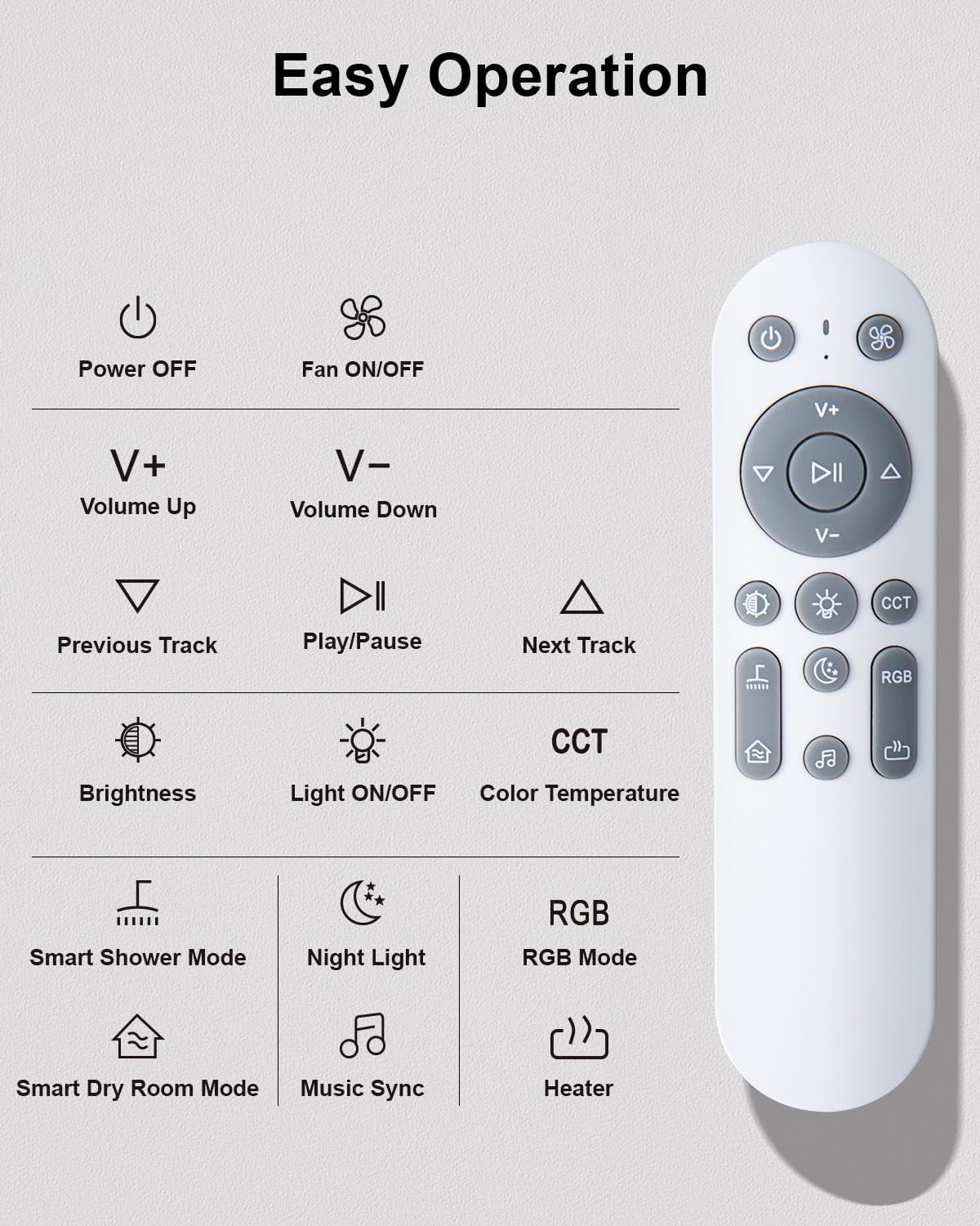 GROWNEER Bathroom Fan with Bluetooth Speaker, 110/160 CFM 1.0 Sone Bathroom Exhaust Fan with Heater, Powerful Oversize Exhaust Fan with Light & Remote, 9 RGB Modes, 1500lm 3-CCT & Nightlight