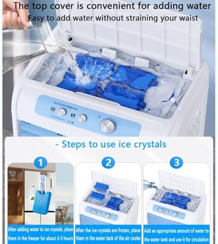 Portable Air Conditioner with 20/30/40L Water Tank, 3-in-1 Evaporative Air Cooler with Ice Packs, 120° Oscillation & 36dB Quiet Operation(90CM)