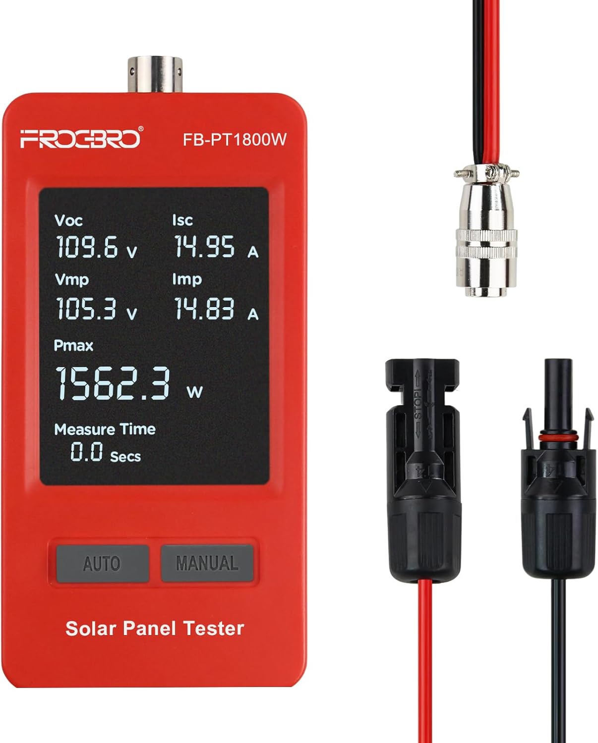 FrogBro 1800W Solar Panel Tester – PV Multimeter with Smart MPPT & HD OLED Display for Solar Panel Diagnostics and Data Analysis