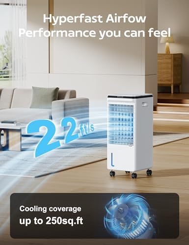 Windowless Portable Air Conditioner for Room, Evaporative Air Cooler w/7H Timer, 4 Modes & 3 Speeds, Swamp Cooler air conditioner with remote, Portable ac Unit no Window no Hose Needed, Pearl