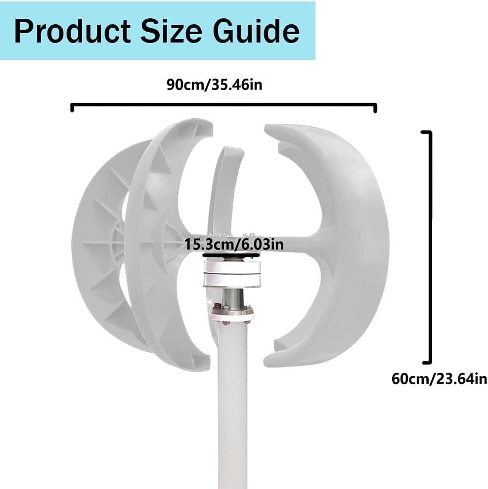 1200W Vertical Axis Wind Turbine Kit - 5 Blade 12V/24V Generator - High Efficiency Permanent Magnet Windmill for Home Renewable Energy Solutions, Eco-Friendly Power Generation