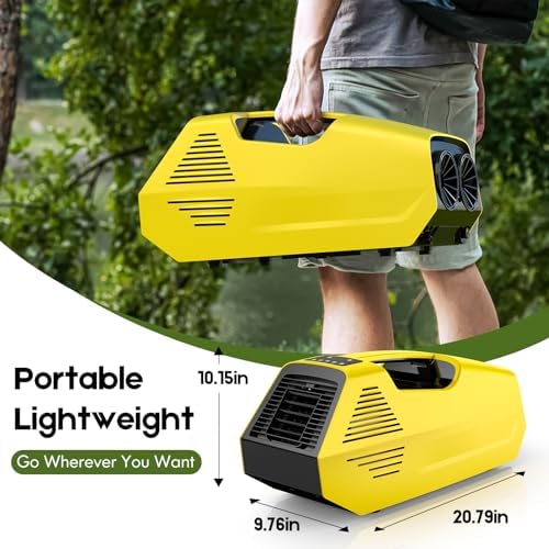 Portable Air Conditioners, 2380BTU Rapid Cooling Outdoor Air Conditioner, 240W Low Power Consumption Camping Air Conditioner for Tent, RV, Truck,Van, Car (Battery Not Included) - Yellow