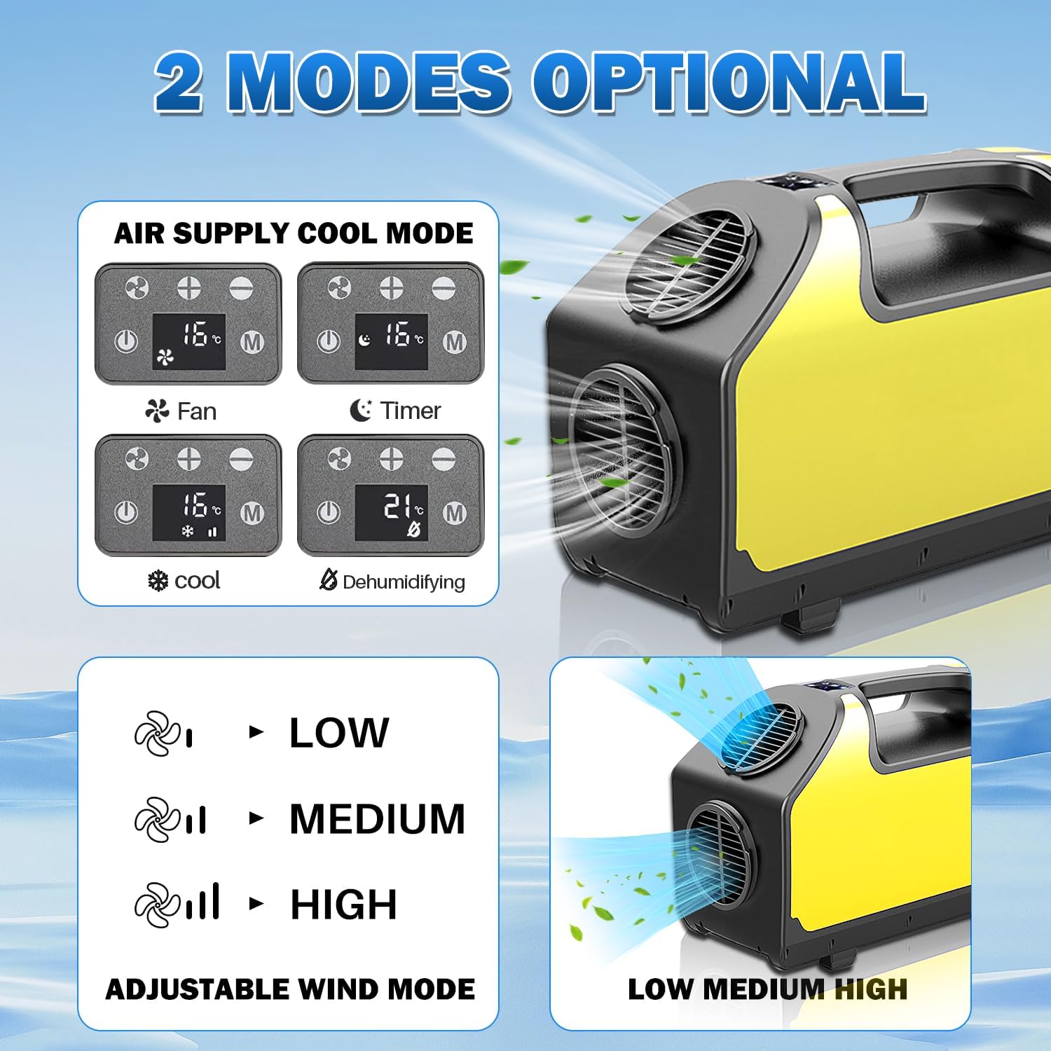 Tent Air Conditioner, 24V 2000BTU 360W Portable Camping Air Conditioner, 15s Fast Cooling LED Display 300Min Contination, 3 Wind Speeds for Van Life, Camping Tent, Outdoor, Indoor White