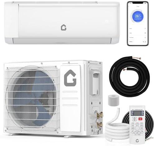 12000 BTU Mini-Split Air Conditioner & Heat Pump System, Cooling and Heating Up to 750 Sq. Ft, 22 SEER2 Smart Inverter Energy Efficient Ductless AC, Easy Installation Kit Included, Quiet Operation