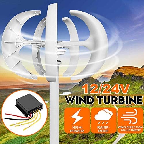 12000W Vertical Axis Wind Turbine Generator with Rectifier Kit - 5-Blade Home Wind Power System for 12V, 24V, 48V, 220V - Efficient Renewable Energy Solution in White