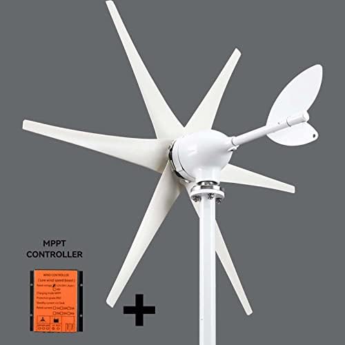 1500W 12V/24V Wind Turbine Generator Kit - Horizontal Axis, MPPT Controller, Six-Blade Design for Efficient Home & Outdoor Power Generation - White, 24V
