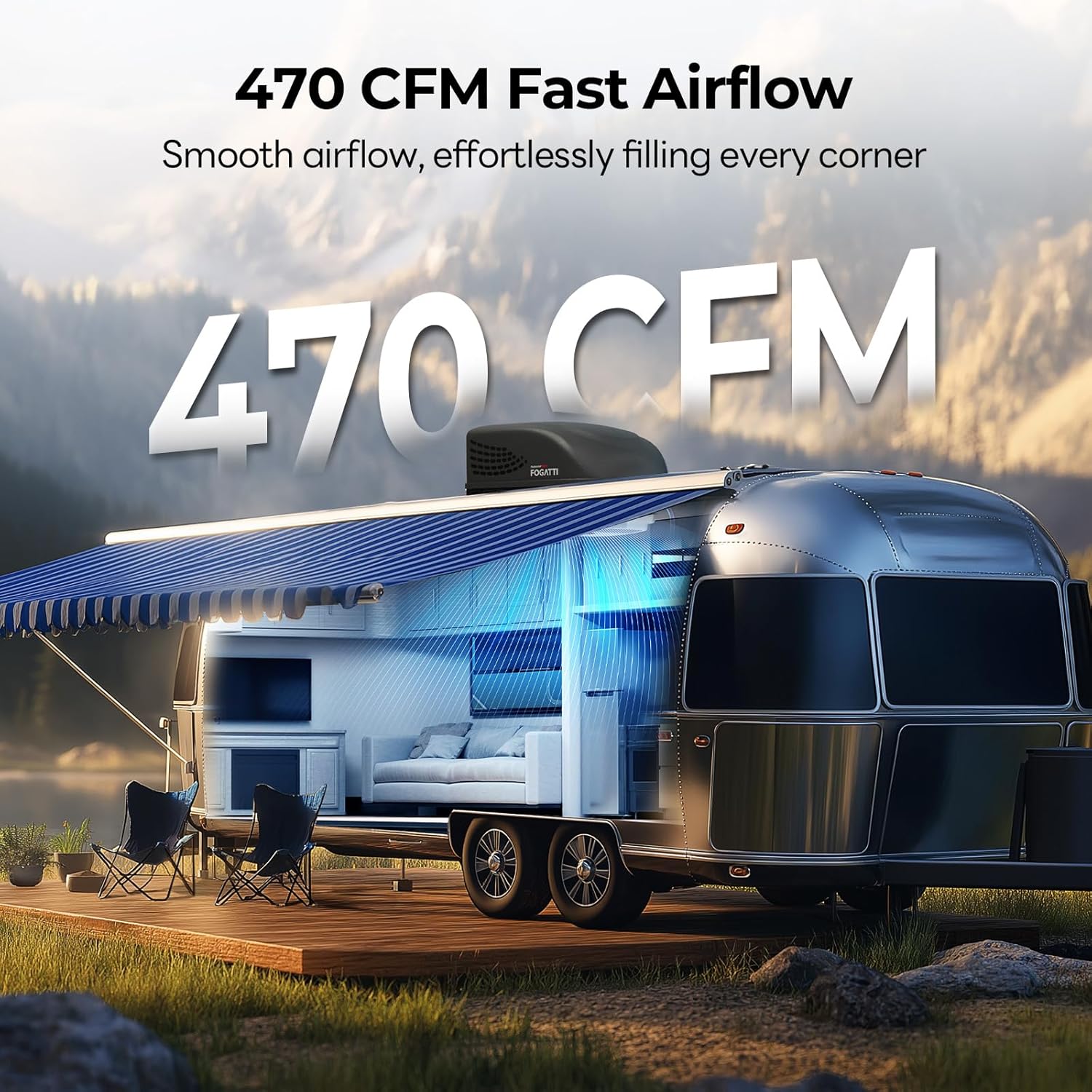 FOGATTI RV Air Conditioner InstaCool 15000BTU Non-Ducted, Rooftop AC Unit RV, All in One Unit, Easy Install, Quiet AC, For Camper, 115V (Non-ducted, Black)