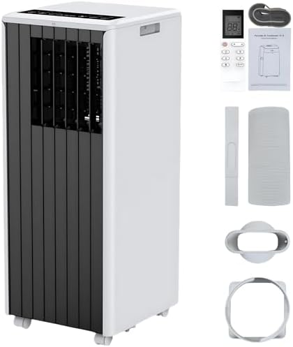 Portable Air Conditioner 8000 BTU, 3-In-1 Cooling/Fan/Dehumidifier AC for 350 Sq.Ft Rooms, 45dB Ultra-Quiet Sleep Mode, Remote Control, 24H Timer, Auto Swing for Bedroom, Office, Living Spaces Gray