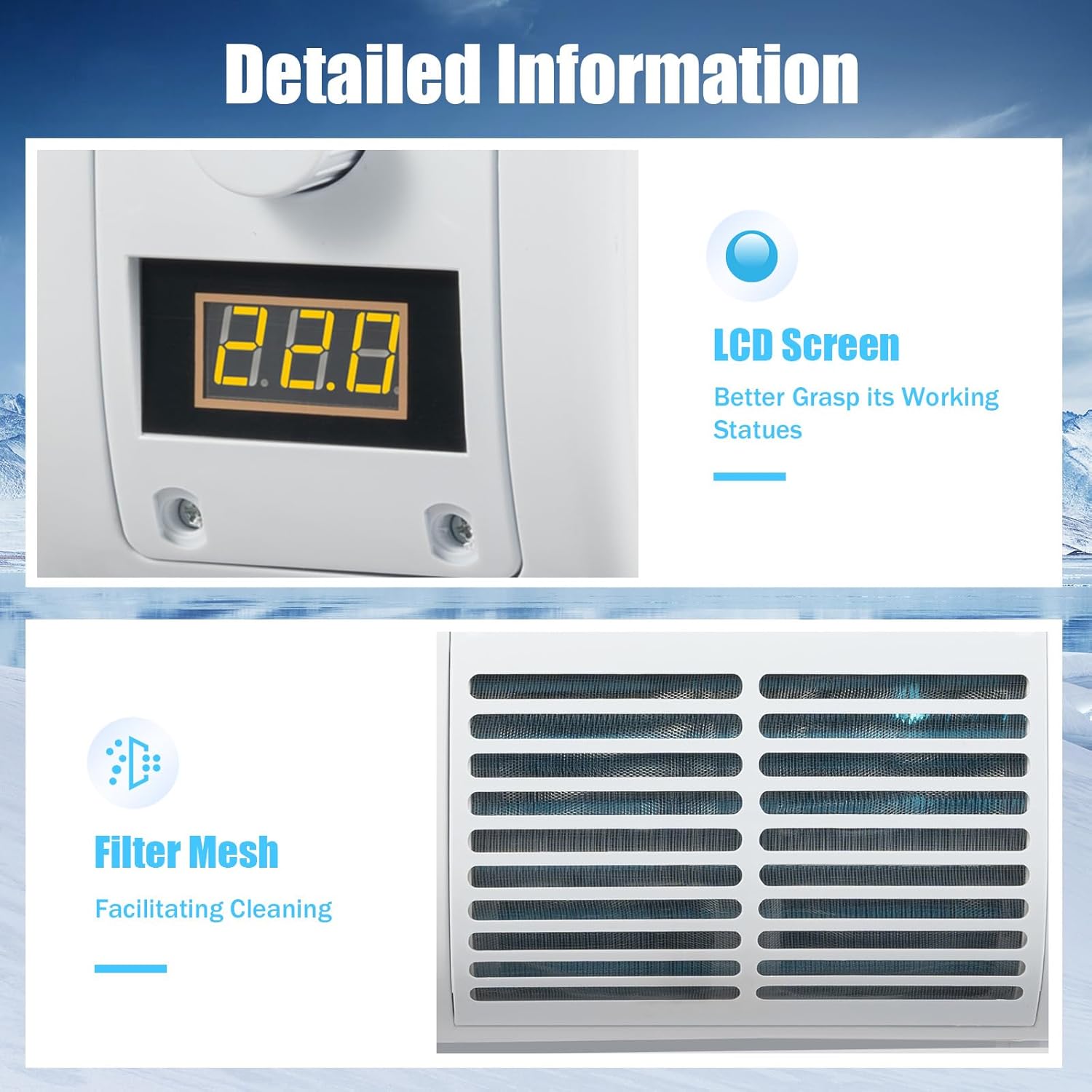 Portable Air Conditioners for Car, 12V Universal Car Air Conditioner Fan, Air Conditioning for Truck with LCD Screen for Car Caravan Truck Hanging Cooler(22525 BTU/H)