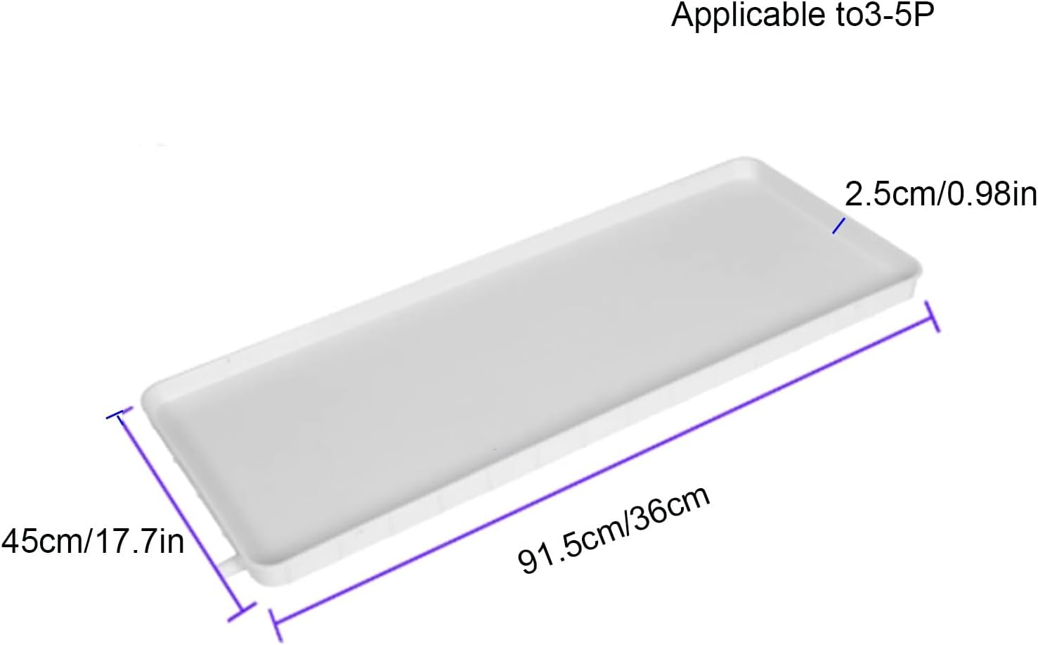 Condensate Drain Pan, Plastic Drain Pan with 200 Cm/78 Inch Hose, Suitable for Indoor and Outdoor Air Conditioner Units(91.5 * 45 * 2.5cm/36 * 17.7 * 0.98in)