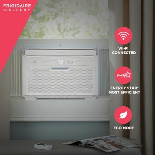 Frigidaire Gallery 10,000 BTU Smart Inverter Window Air Conditioner & Dehumidifier, 115V, Cools up to 450 Sq. Ft. for Apartment, Bedroom, Medium Rooms, with Remote