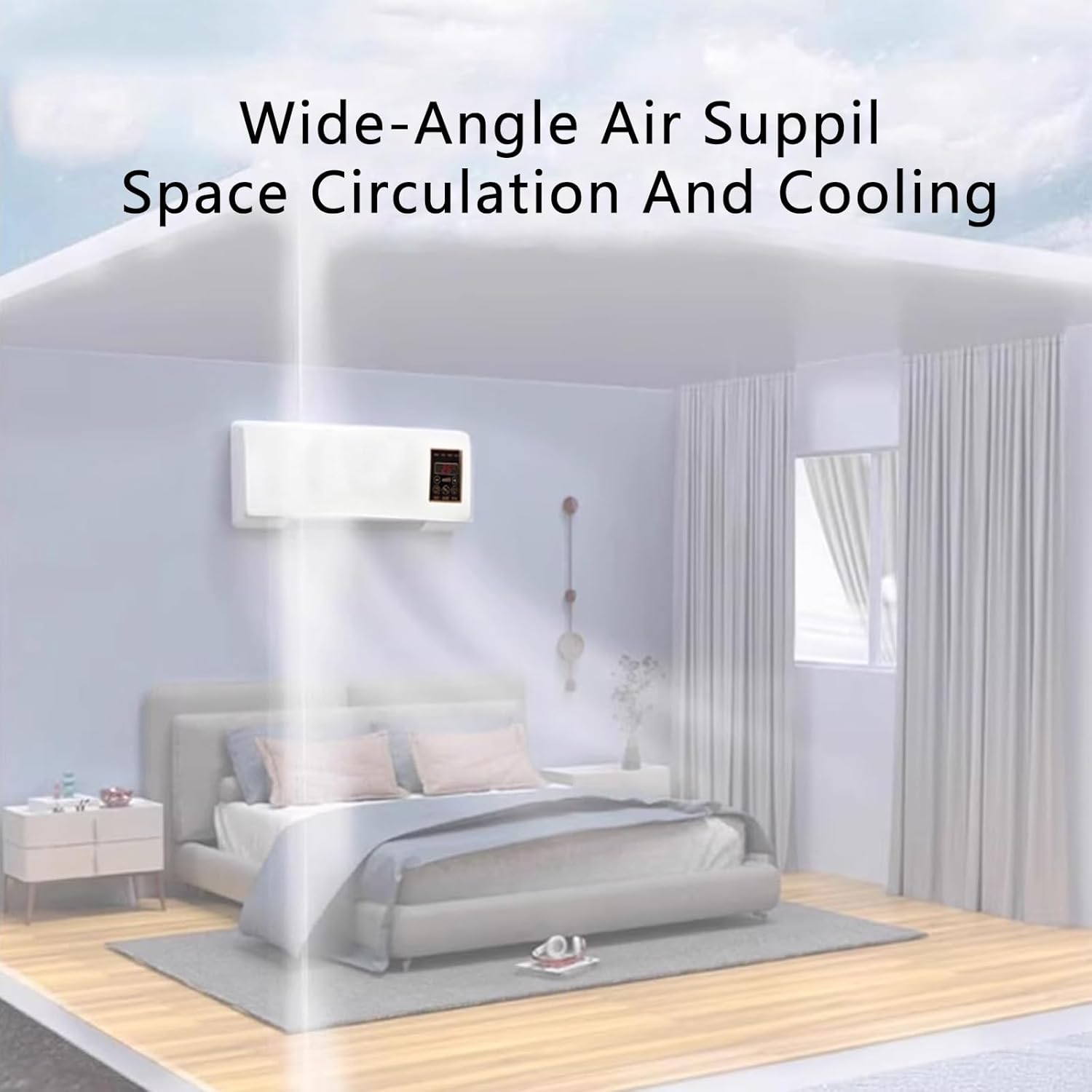 Portable Cold And Hot Air Conditioners 2 In 1 Wall Mounted Mobile Aires Electric Fan Conditioner For Bedroom Mini AC/Heating System,Timer, Ductless, With Remote for Office, Camping Tent, RV, Bedroom