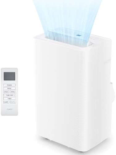 Candy 14,000 BTU Portable Air Conditioner for Rooms up to 700 Sq.Ft,3-in-1 Cooling/Dehumidifier/Fan AC Unit 3 Speed,Auto Swing,Remote Control,Window Kit Included,White