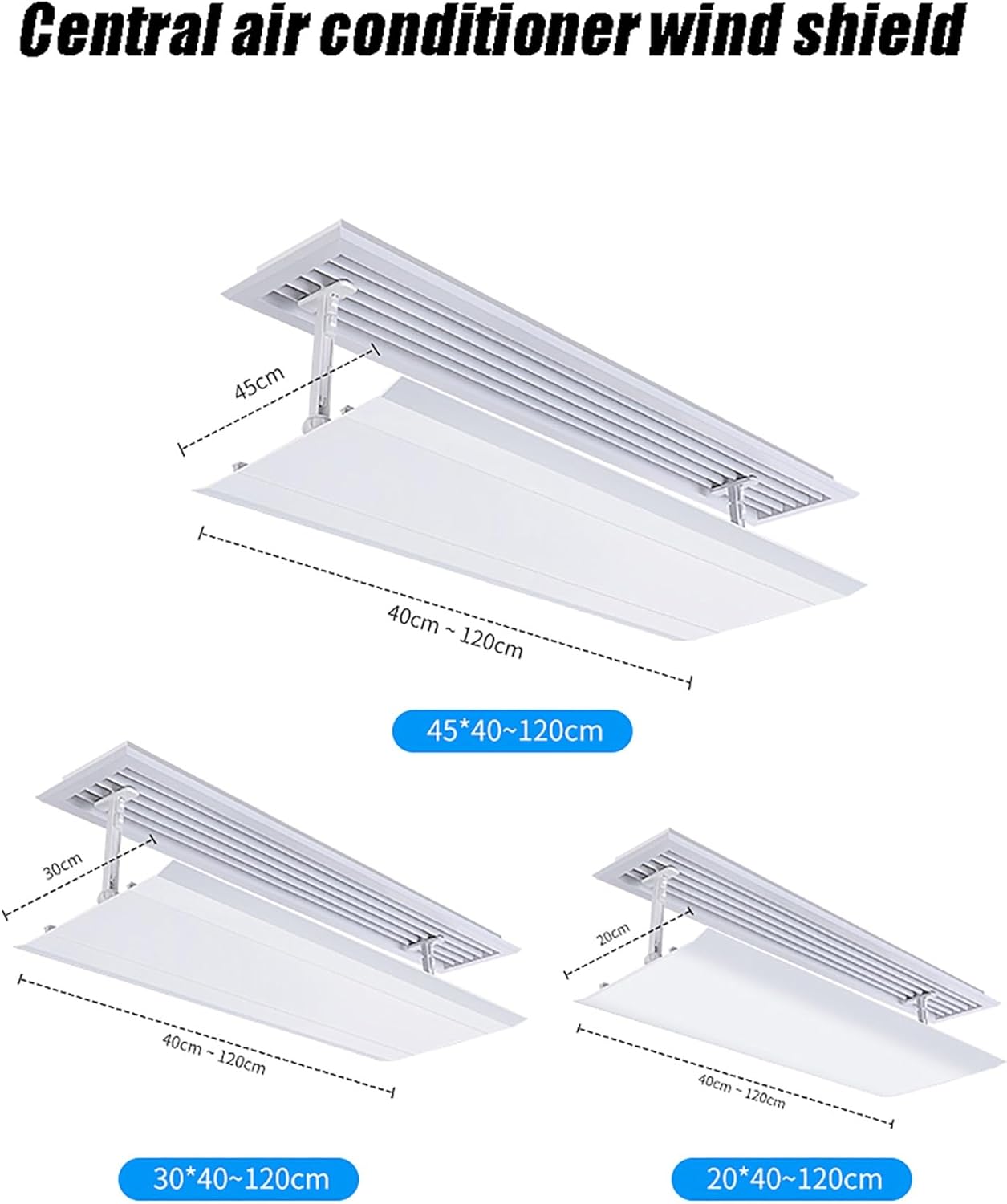 Adjustable Air Conditioner Deflector, Room Air Conditioning Vent Deflector, Suitable for Central Air Conditioner's Register and Grille