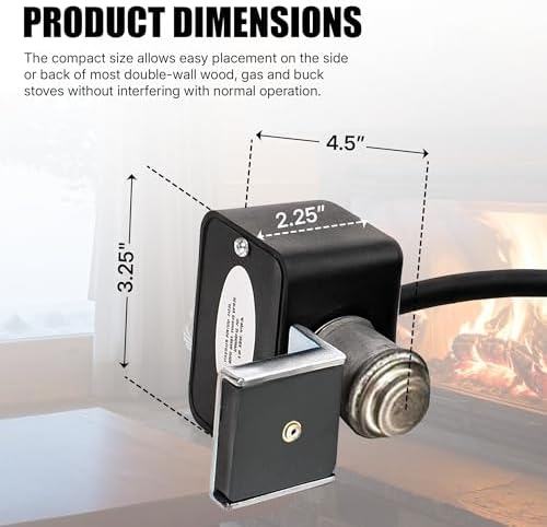 SS-1 Stovestat Wood Stove Thermostat | Magnetic Fireplace Fan Switch for Double Wall Stoves | Automatic Heat Sensor | Heating Appliance Thermostat | Blower Control for Gas Fireplace & Buck Stove