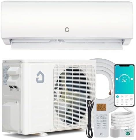 9000 BTU Air Conditioner, Wifi Enabled Mini Split Heater with Inverter, 20 SEER2 230v Energy Saving Ductless Split AC Unit with Pre-Charged Condenser