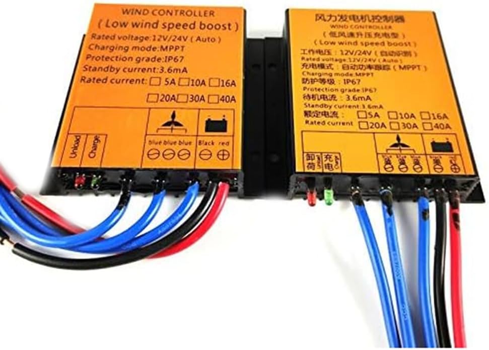 MPPT Wind Turbine Generator Controller, 16A IP67 Waterproof Wind Generator Controller, 5000W Auto Match MPPT Controllerfor DC Wind Turbine 12V 24V 48V 220V (Orange)