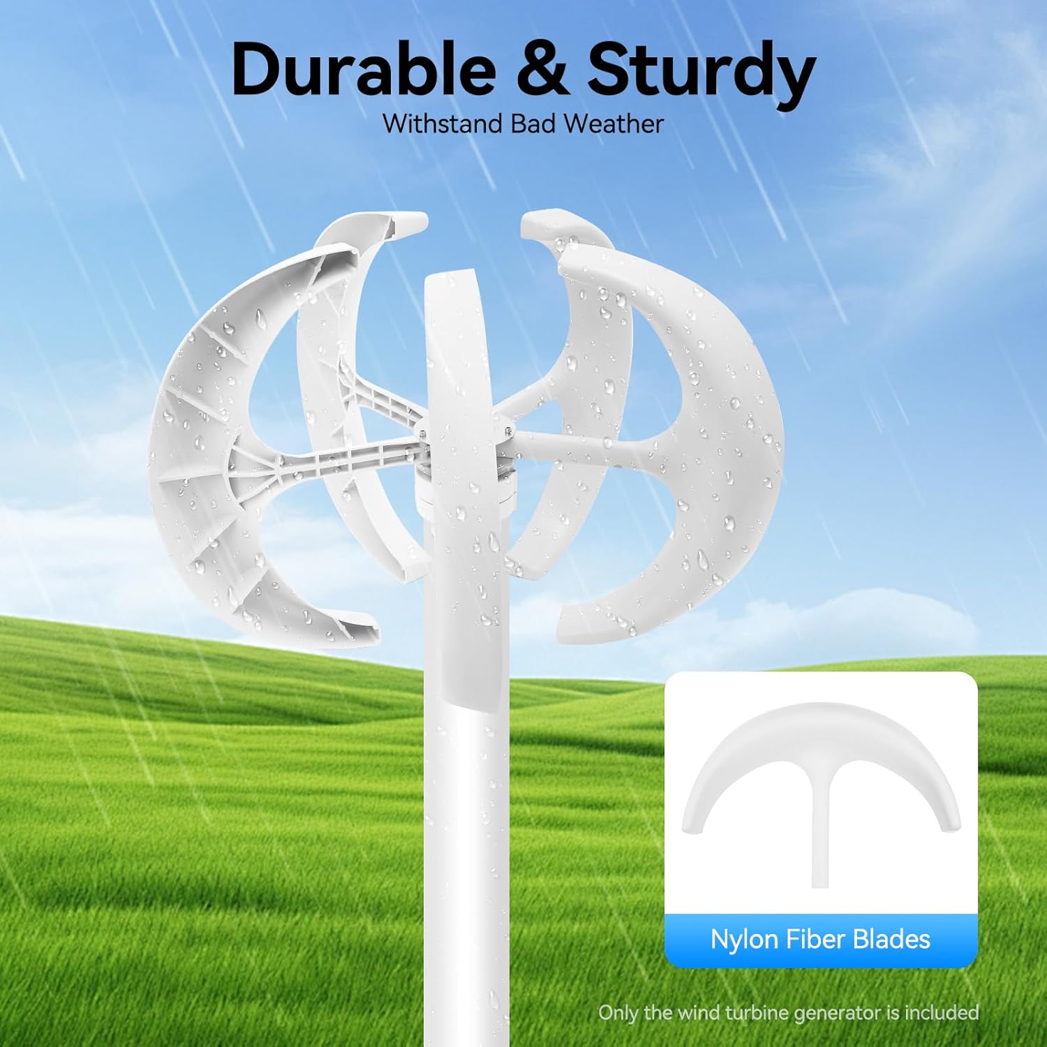 5-Blade Wind Turbine Generator, 600W 24V Wind Turbine Generator Kit with Controller & Flange Plate Vertical Axis Wind Turbine for Home Boat Marine Monitoring Street Lighting