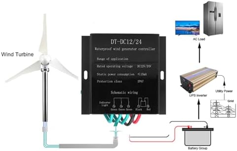 14000W MPPT Wind Turbine Charge Controller, Waterproof 12V/24V/48V with LED Display, Overvoltage & Speed Protection for Efficient Energy Management