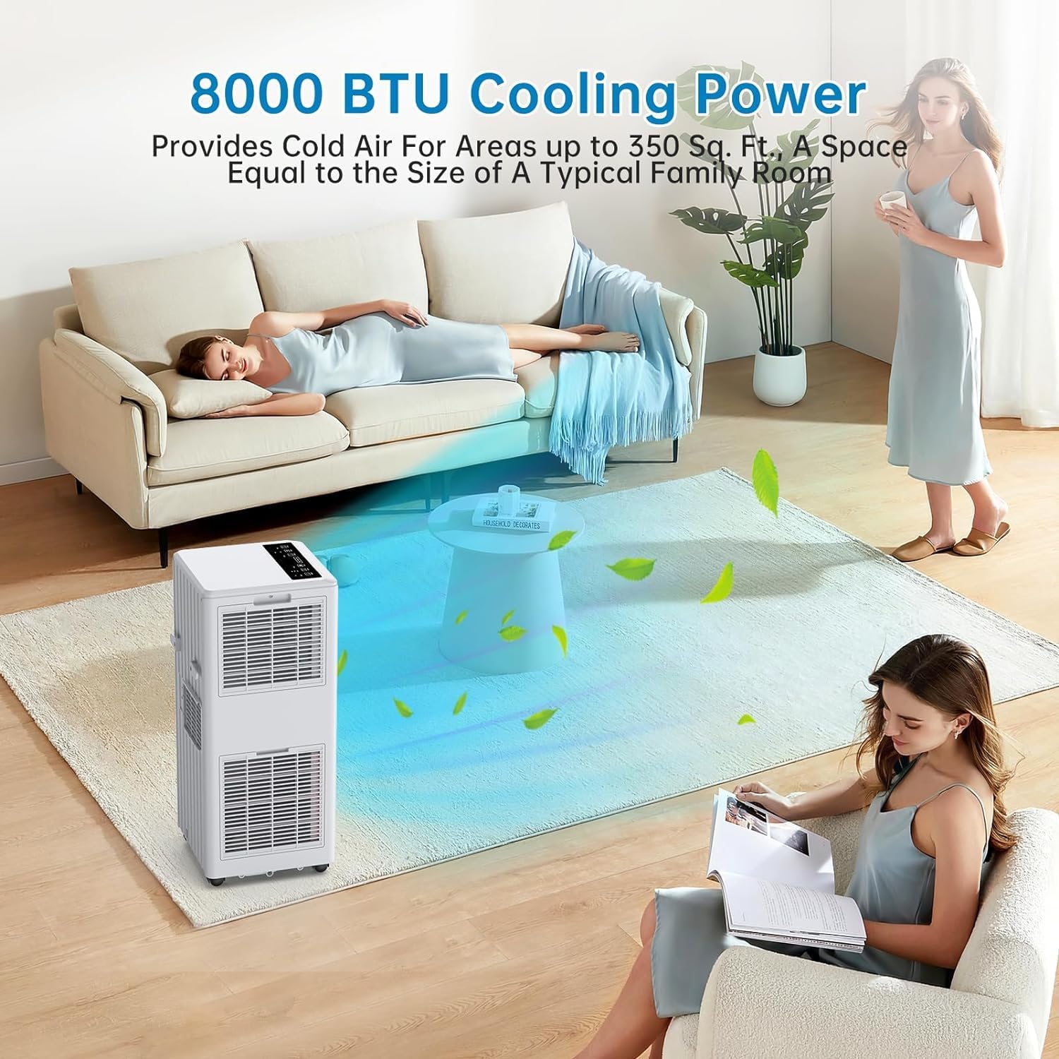 Acekool 8,000BTU Portable Air Conditioners, Portable AC for Room up to 350 Sq. Ft, with Remote Control, 3-in-1 AC Unit, 24H Timer, Window Installation Kit, Air Cooler for Bedroom Room Kitchen Camping