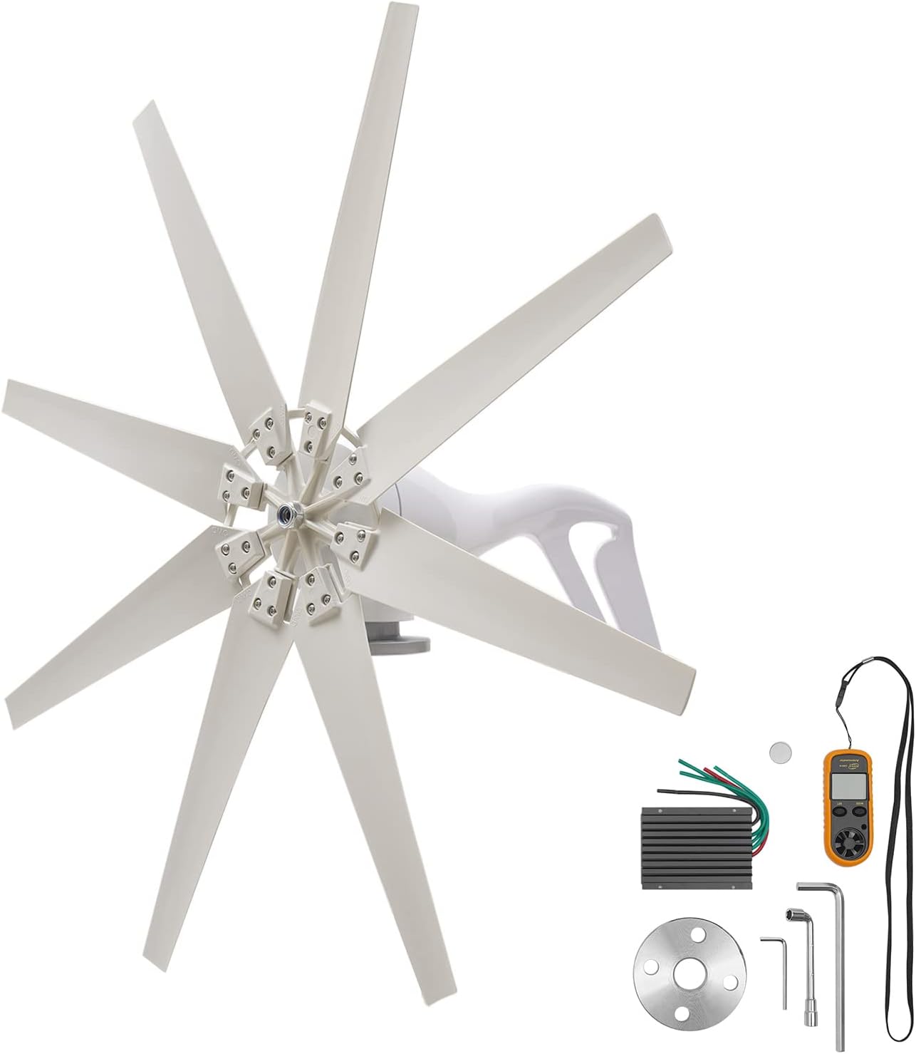 Wind Turbine Generator Kit 600W 12V with 8 Blade, Wind Generator Kit with Charge Controller, Wind Power Generator for Marine, RV, Home, Terrace