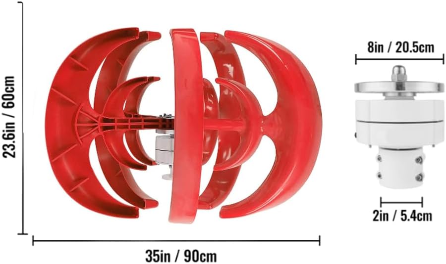 12V 24V 48V 220V Noiseless Wind Turbine Generator Kit W/Controller,Automatically Wind Speed 5000W Lantern Wind Power Generator for Home, Boats, Gazebos,220v