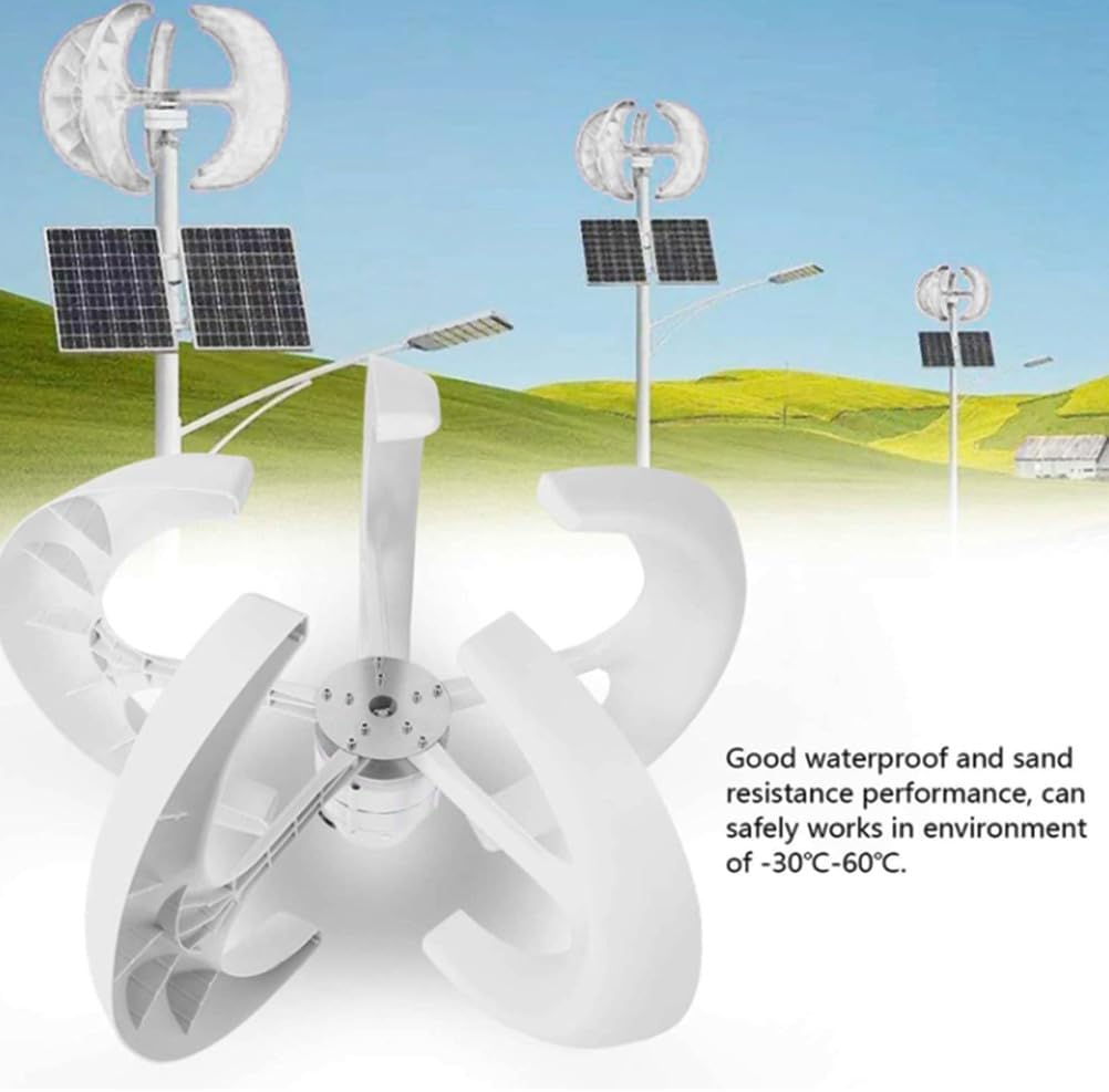 2000W Wind Turbines Generator 12V 24V 48V 220V 5-Blade Vertical Axis Wind Turbines Generator Kit,for Home Hybrids Streetlight Use (White),48V
