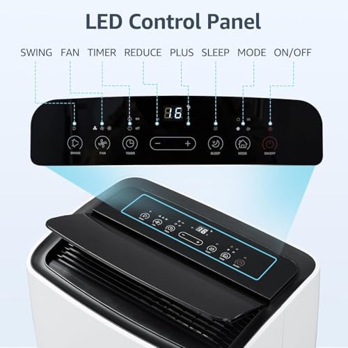 ​Portable Air Conditioners, 12000 BTU Powerful AC Unit Cools 550 Sq.Ft Spaces, 4-in-1 Air Conditioner Dehumidifier/Fan/Sleep Mode, Remote Control, 24H Time, Window Kit for Rooms/Officess