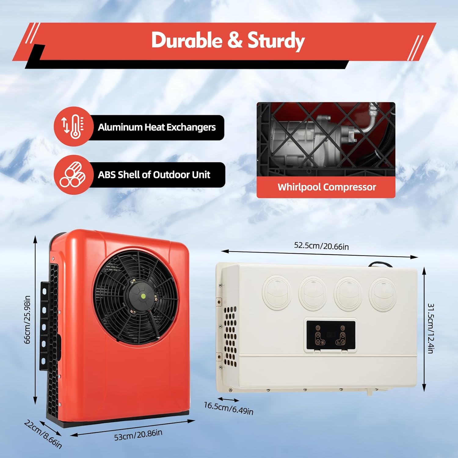 12V Mini Split Air Conditioner for Trucks & RVs, 800W Portable AC Unit w/Remote Control, 4 Wind Speeds, Energy Saving Modes, Ideal for Campers, Trailers, Buses