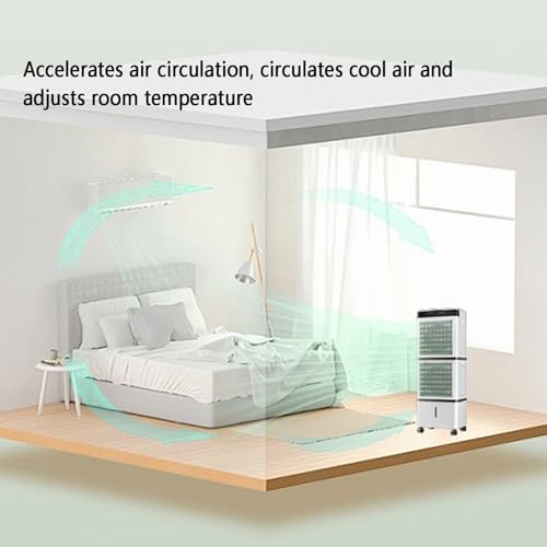 Cooling Fan/ Evaporative Air Cooler with Remote, Portable Air Conditioners Fan, Swamp Cooler with 14L Tank, 3 Speeds, 12H Timer, Tower Fan for Room Office Garage Indoor Outdoor Use(95cm(37.4in))