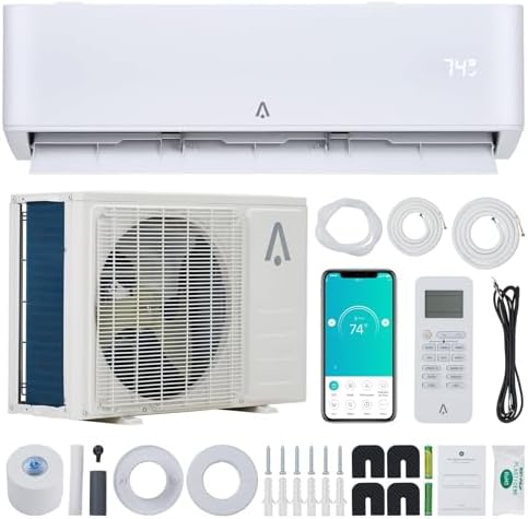 18,000 BTU Ductless Mini Split Air Conditioner & Heater, 23 SEER Inverter AC Unit, Cools & Heats Up to 1,250 Sq. Ft, Wall-Mount Split-System with Heat Pump, Alexa/Compatible, 16Ft Installation