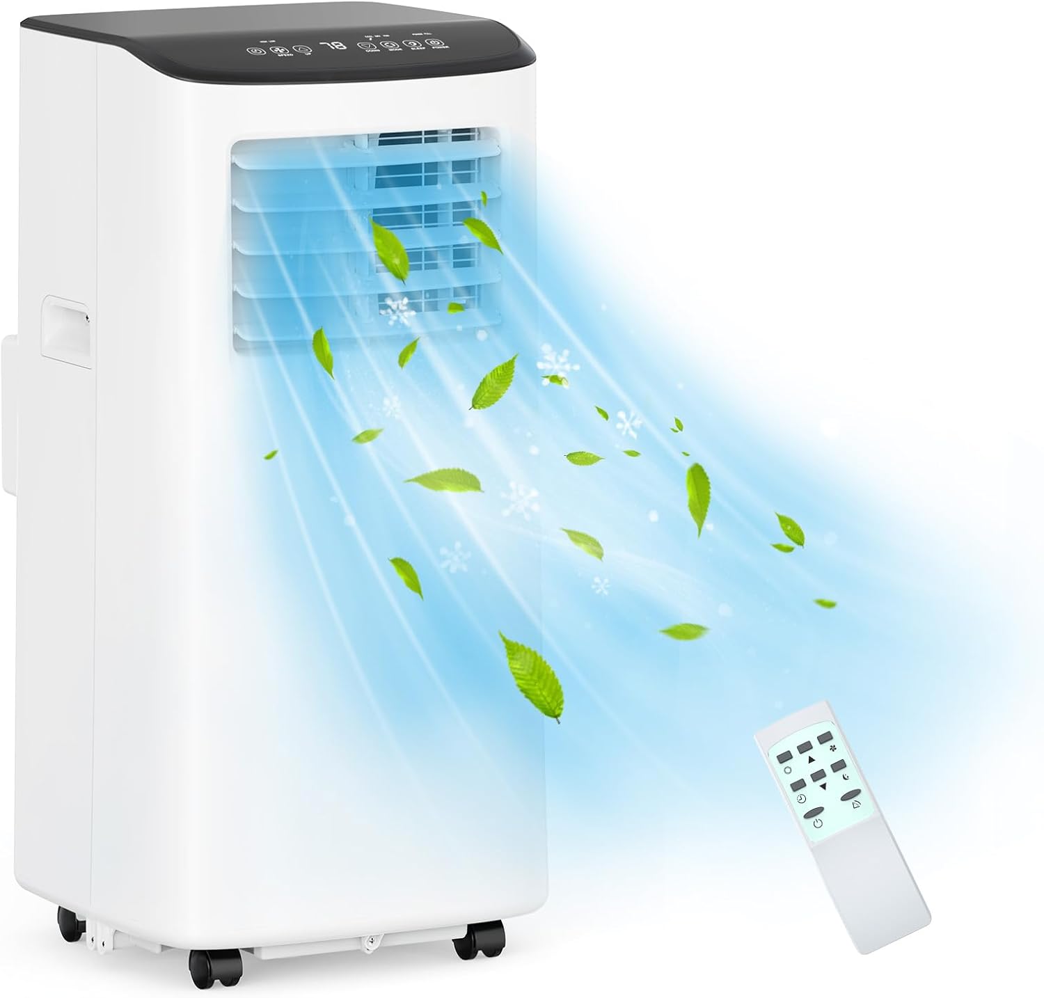 8000BTU Portable Air Conditioner, 3 in-1 Room Air Conditioner with Fan & Dehumidifier Modes, AC Unit Cools up to 350 Sq.Ft, Remote Control & 24H Timer, for Bedroom, Office and Living Room