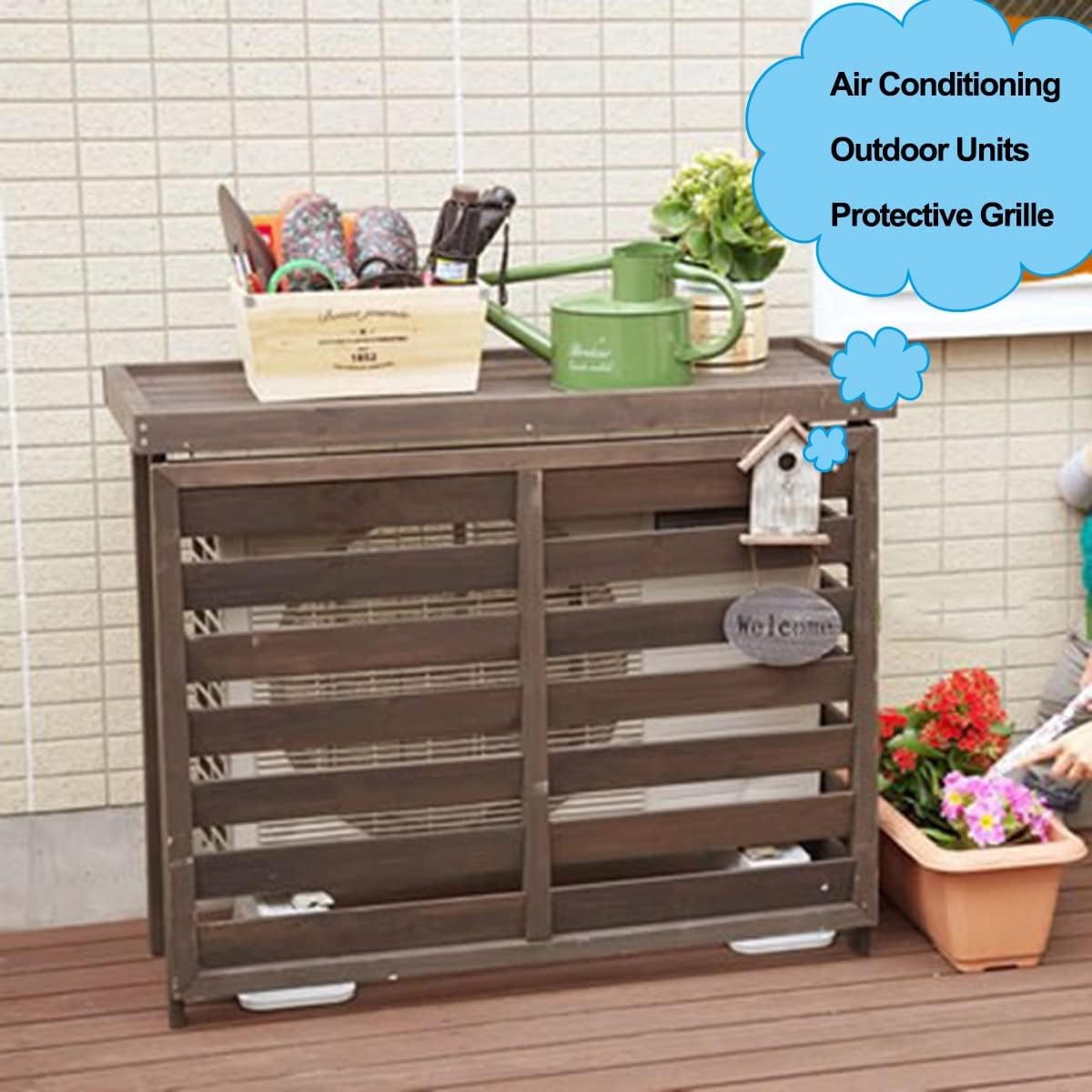 Air Conditioner Covers for Outside Units Wooden Air Conditioner Cover Privacy Fence Screen Condensing Unit Protective Cover Decorative Louvered Frame Weather Resistant (Size : B)